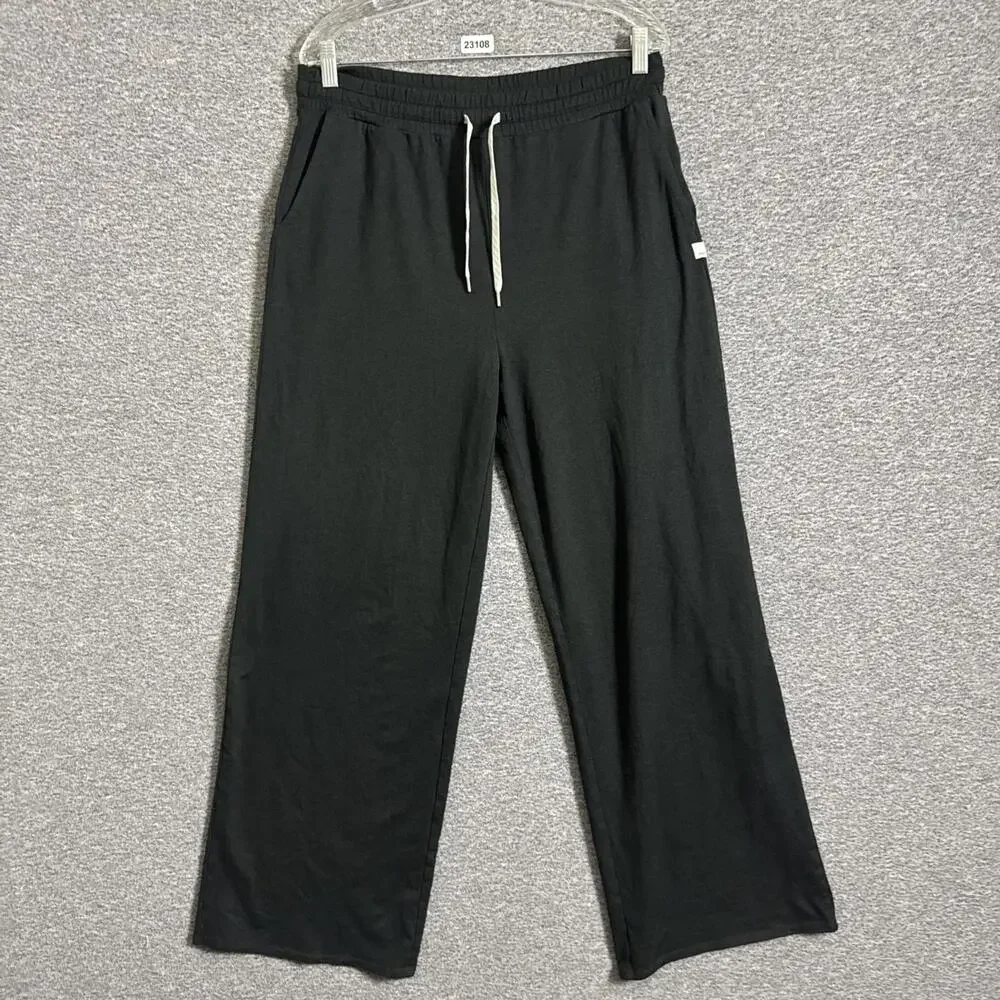 Vuori Women's Large Solid Black Stretch Polyester Halo Essential Wide Leg Pants_2